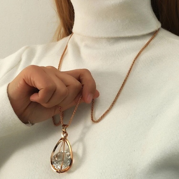 Crystal Water Drop Charm Necklace - Picture 2 of 4